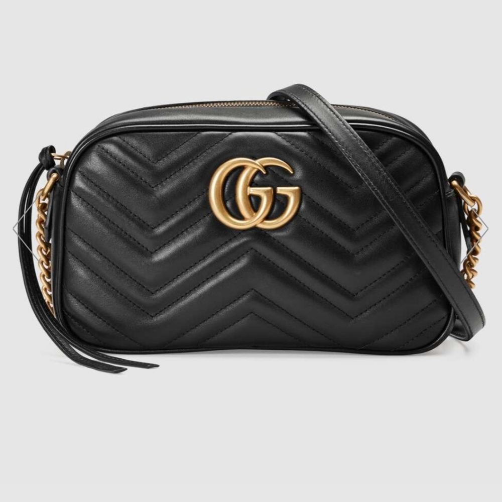 Black Gucci Marmont Matelasse Crossbody Camera bag
